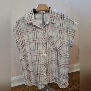 Casual Plaid Short Sleeve Shirt, Sz Med